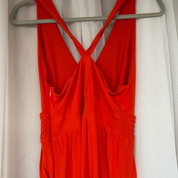 Anthropologie Maeve Yuma Halter Maxi Dress Red Orange Basketweave Size 6 - Picture 7 of 12